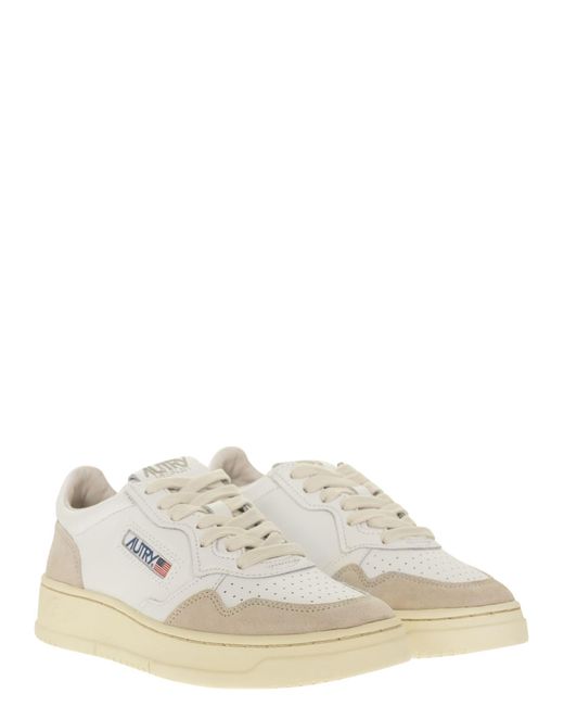 Autry White Medalist Low - Leather And Suede Sneakers