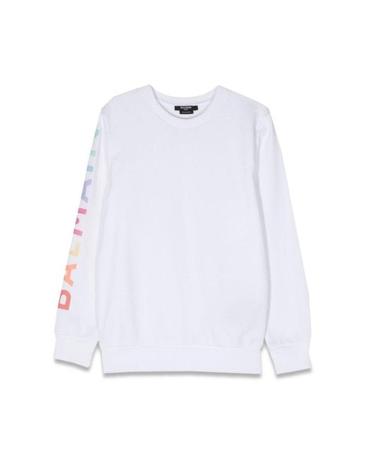 Balmain Sweatshirt Crewneck -logo Op Mouw in het White