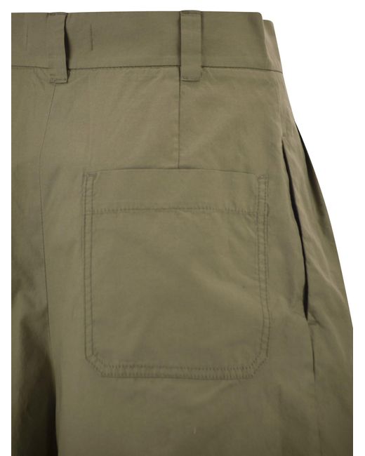 Weekend by Maxmara Green Wkdarmonia – Cotton Shorts With Front Pleats
