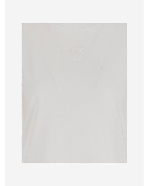 Pinko White Bussolotto Cotton T Shirt With Logo