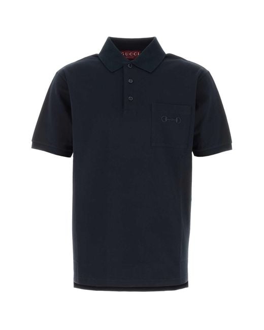 Gucci Blue Midnight Stretch Piquet Polo Shirt