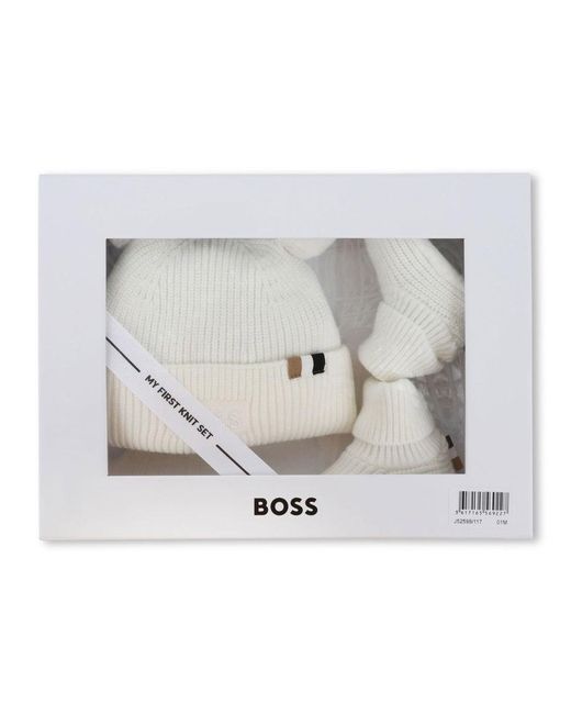 Boss White Hat Set With Slippers