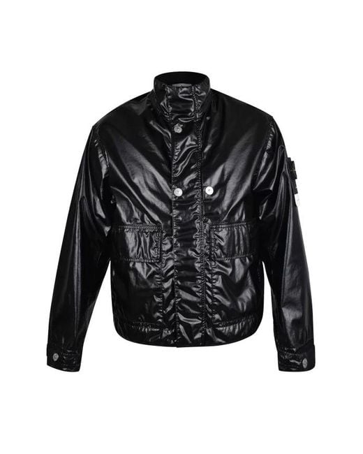 Stone Island Black Mussola Gommata Jacket