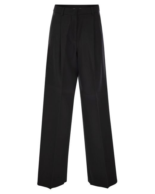 Pantalon à jambe large zirlo en coton et viscose Sportmax en coloris Black