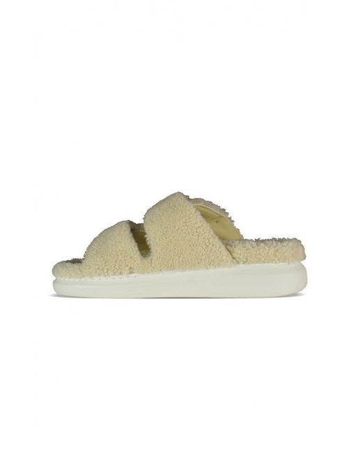 McQueen Metallic Shearling-Lined Slides for men