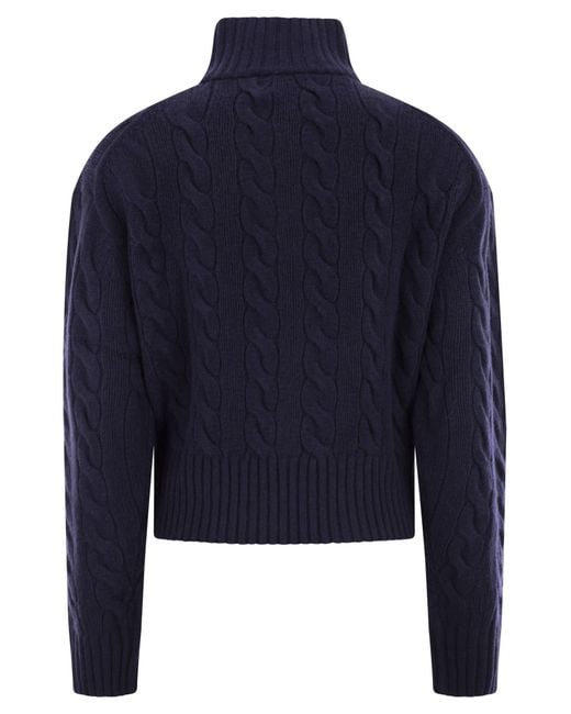 Polo Ralph Lauren Blue Wool And Cashmere Cable Knit Jumper