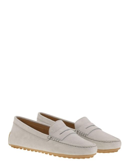Tod's White City Gommino Suede Loafer