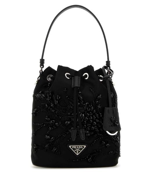 Prada Black Nylon Bucket Bag