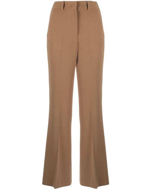 Alberto Biani Brown Crepe High-Waist Flared Trousers