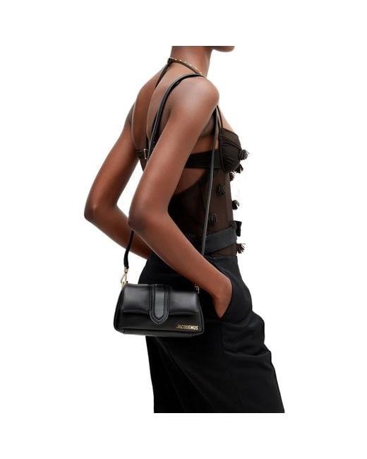Jacquemus Black Leather Bambinou Flap Shoulder Bag