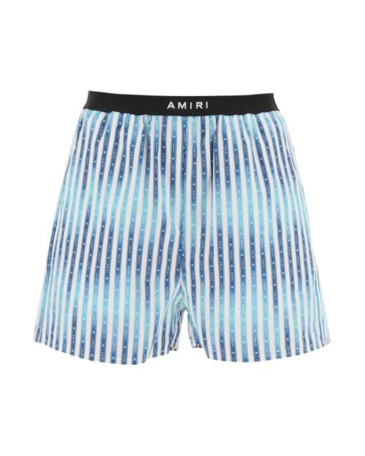 Amiri Blue Gestreifte Popelin -Shorts