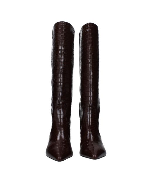 Stuart Weitzman Bruin Leren Hoge Hak Laarzen in het Black