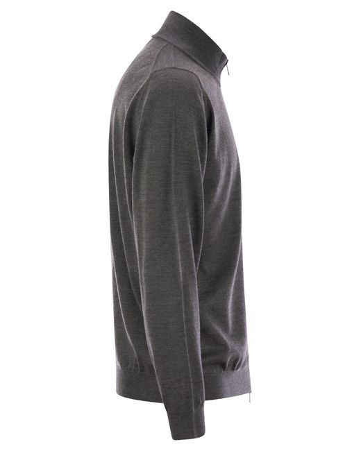 Fedeli Favonio Virgin Wollpullover mit voller Reißverschluss in Gray für Herren