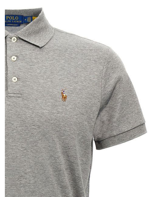 Polo Ralph Lauren Logo Stickerei Polo -Hemd in Gray für Herren