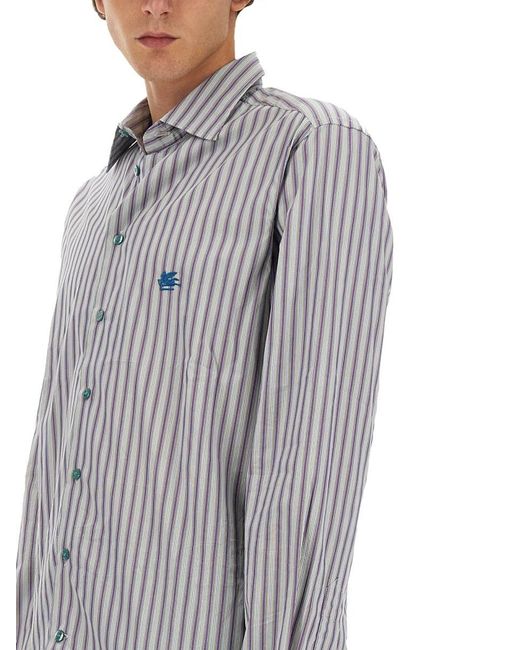 Etro Gray Pegasus Shirt for men