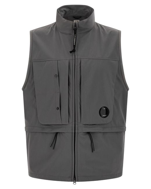 C P Company Gray 'Cp Shell Hooded' Vest for men
