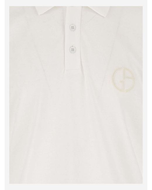 Giorgio Armani White Cotton Polo Shirt With Logo