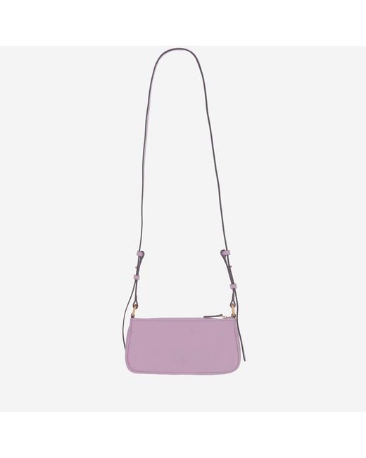 Pinko Purple Half Moon Baguette Mini Leather Bag