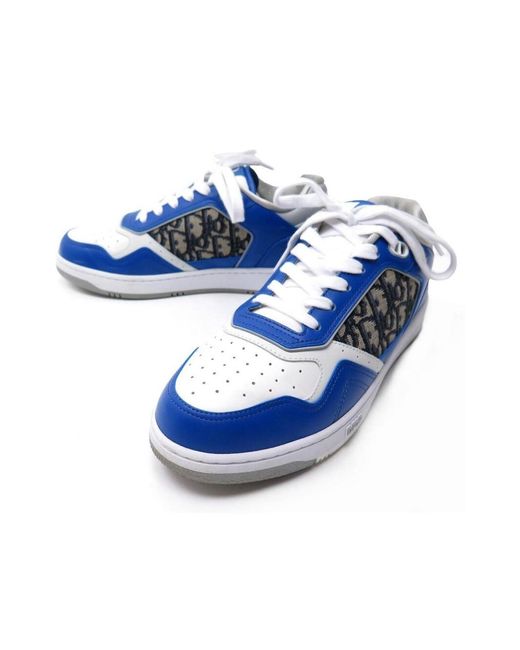 Dior Schuine Lederen Sneakers in het Blue voor heren