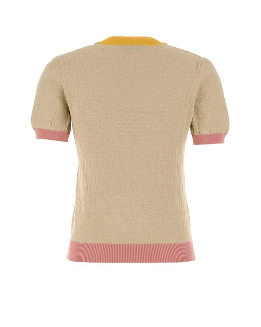 Fendi Brown Sand Cotton Blend Sweater