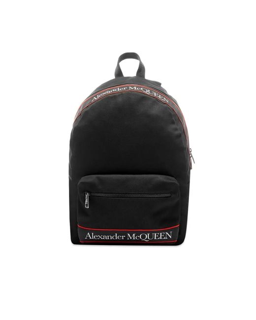 Alexander McQueen Black Logo Backpack for men