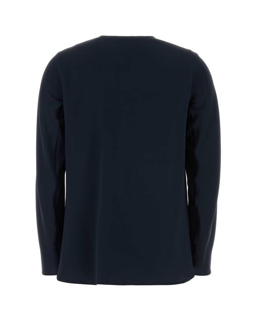 Max Mara Blue Midnight Stretch Silk Mitico Blouse