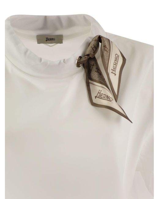 Herno Superfine Katoenen Stretch T -shirt Met Sjaal in het White
