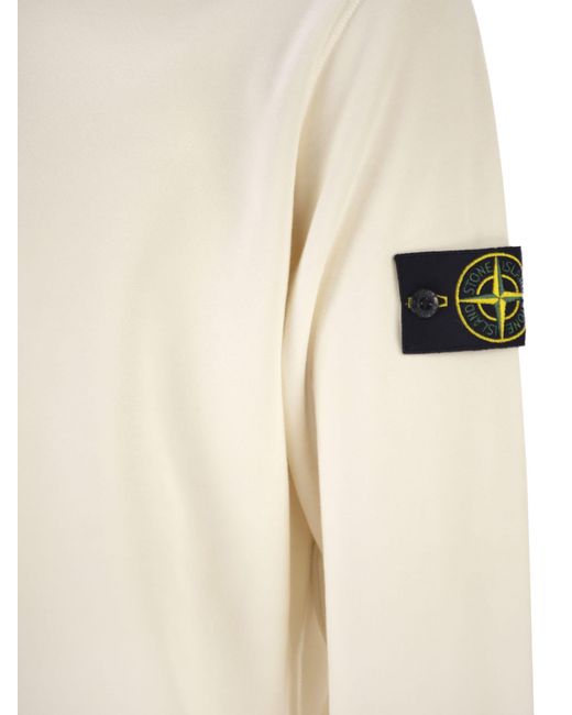 Stone Island Natural Regular Fit Crew Neck Sweatshirt With Raglan Sleeves for men