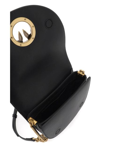 Pinko Black Mini Love Bag Klicken Sie auf runde Leder -Umhängetasche