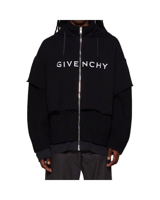 Givenchy Black Zipped Hoodie Sweatshirt for men