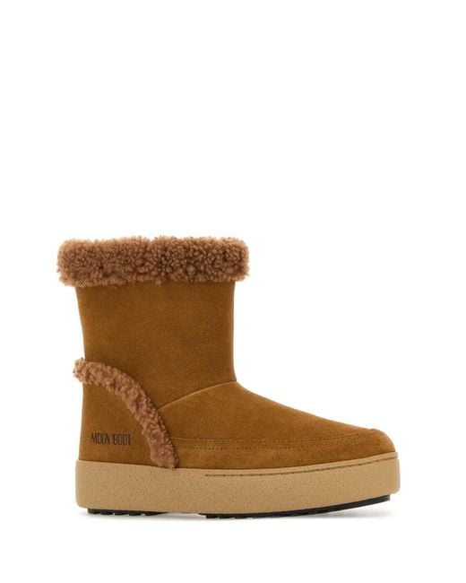 Moon Boot Brown Caramel Suede Ltrack Tina Ankle Boots