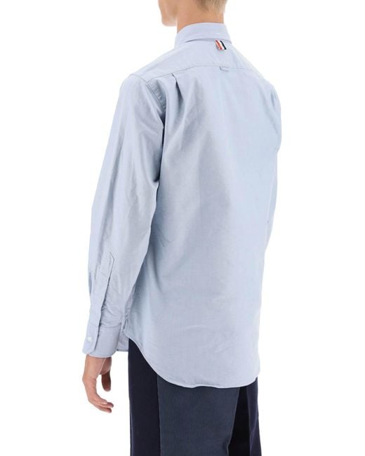 Thom Browne Oxford Cotton Button Down Hemd in het Blue voor heren