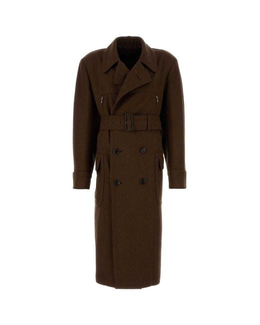 Prada Brown Wool Coat for men