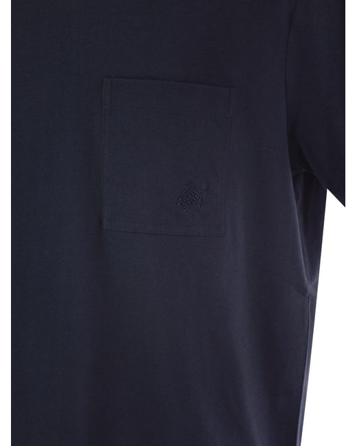 Vilebrequin Blue Baumwoll -T -Shirt mit Tasche