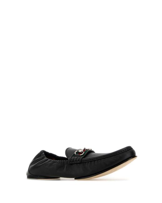 Gucci Black Leather Upper And Sole Moccasin for men
