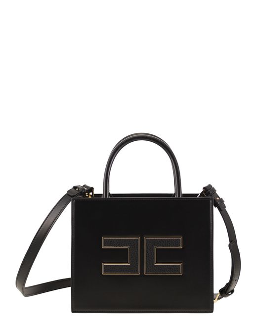 Elisabetta Franchi Black Small Tote Bag With Logo