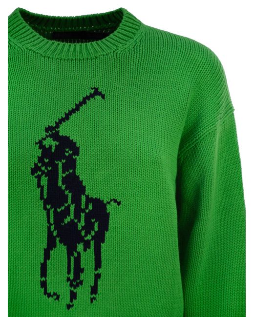 Polo Ralph Lauren Green Big Pony Cotton Crew Neck Jumper
