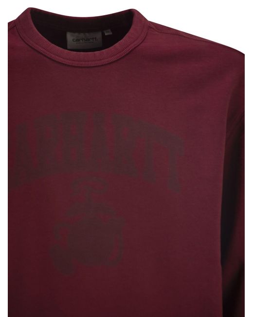 Carhartt Purple Crew Neck Sweatshirt With Print for men