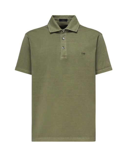 Fay Jersey Polo In Militair Groen in het Green
