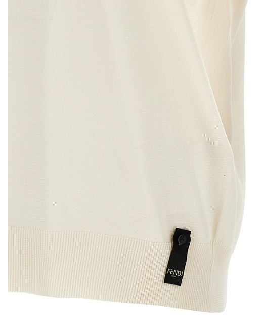 Fendi Viscose Poloshirt in het White