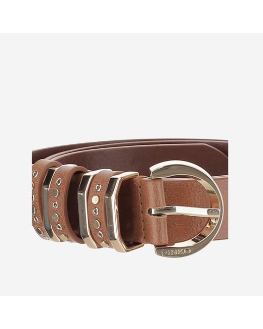 Pinko Brown Leather Belt With Studs
