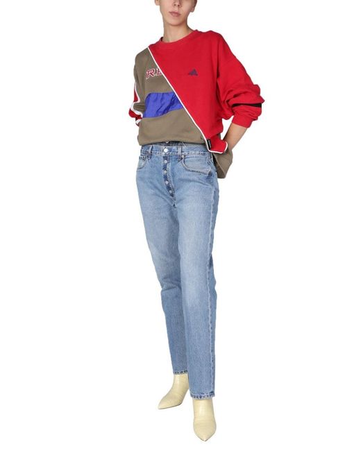 1/OFF Red Hybrid Sweatshirt