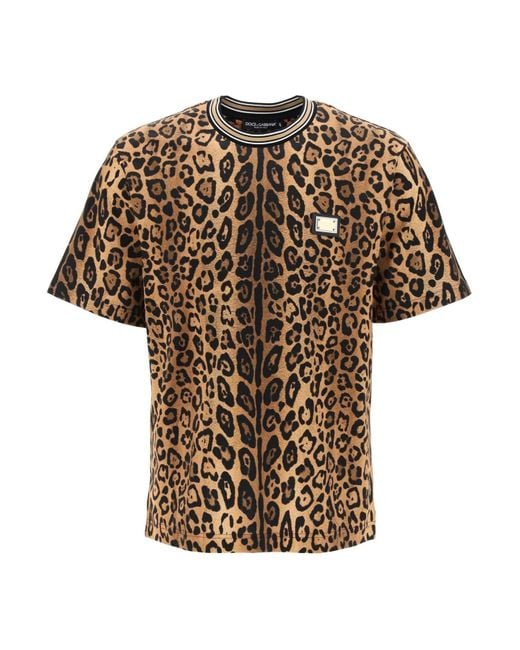 Dolce & Gabbana Leopard Print T -shirt Met in het White voor heren
