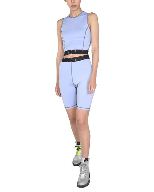 McQ Alexander McQueen Blue Solid Crew Neck Top