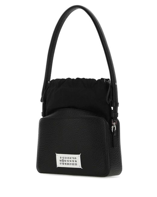 Maison Margiela Black Leather And Fabric 5Ac Bucket Bag