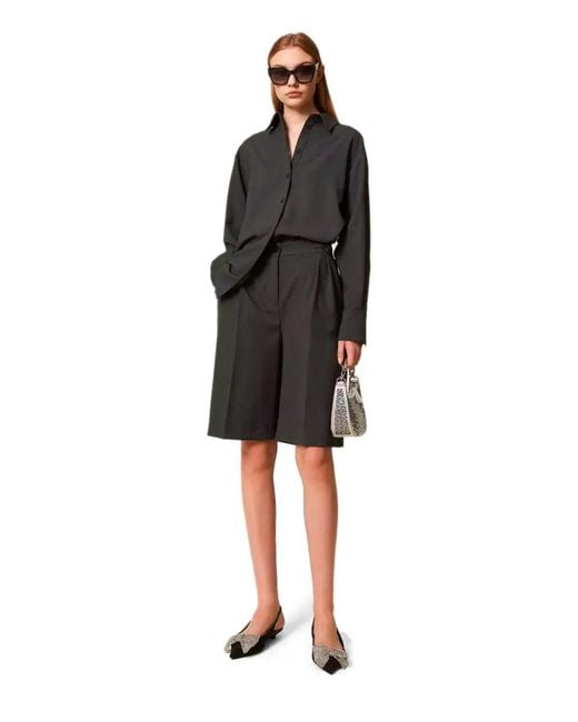 Twinset Black Anthracite Bermuda Shorts