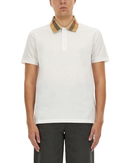Burberry White Cotton Pique Polo for men