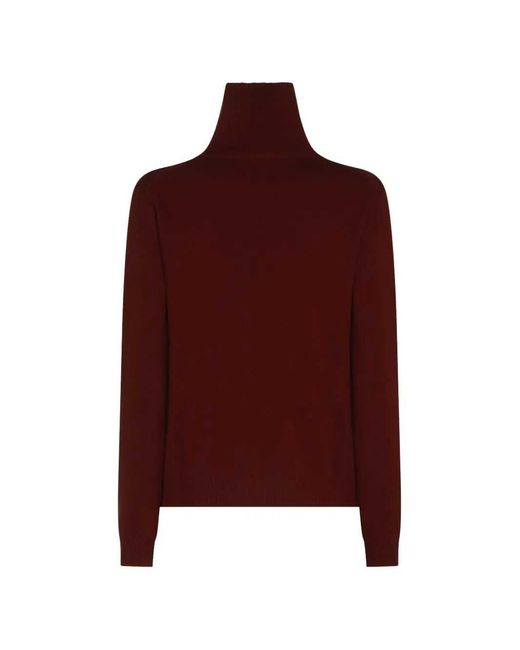 Jil Sander Red Ribbed Turtleneck Sweater