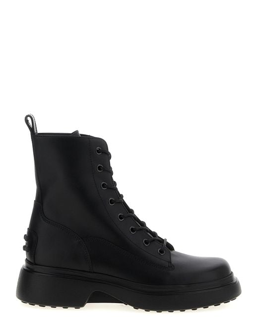 Tod's Black Springerstiefel Aus Leder