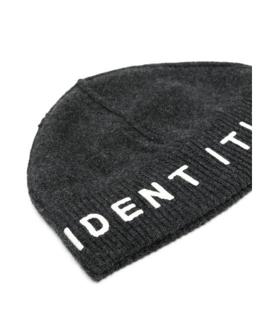 Random Identities Black Beanie With Ris Logo for men